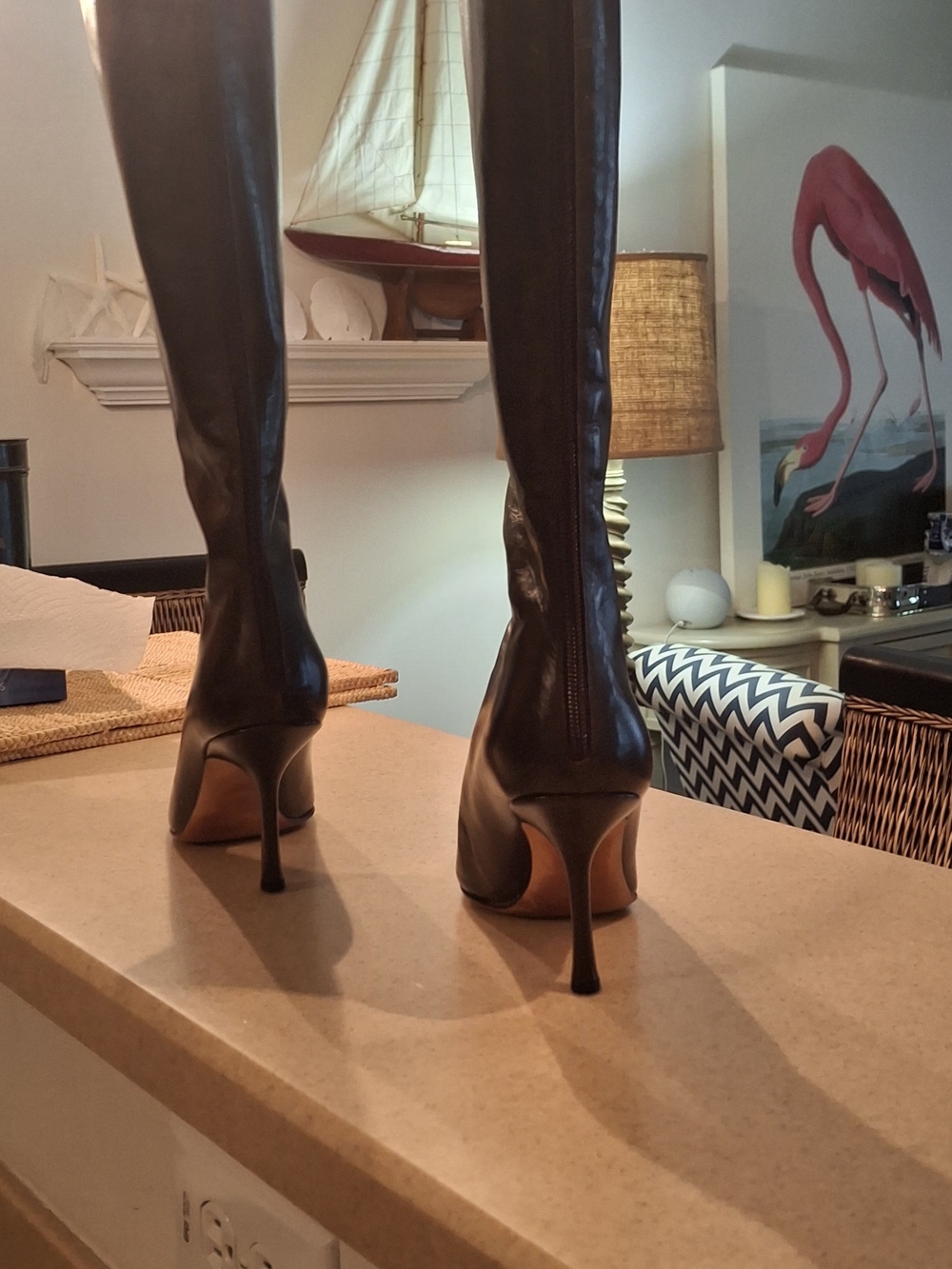 Jimmy Choo Dark Brown Leather Knee-High Stiletto Boots - Picture 3 of 7